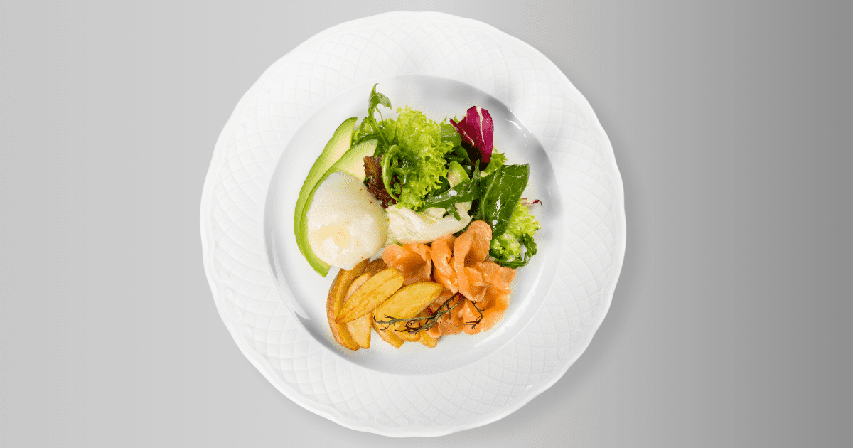 A plate of healthy food.