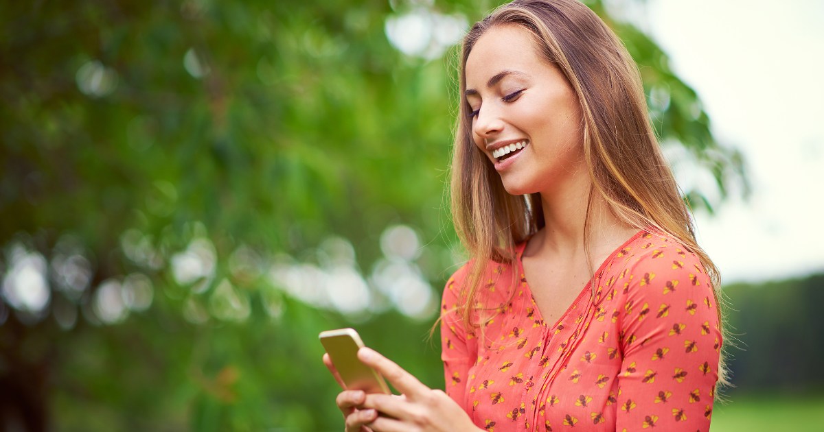 image of a woman looking happy